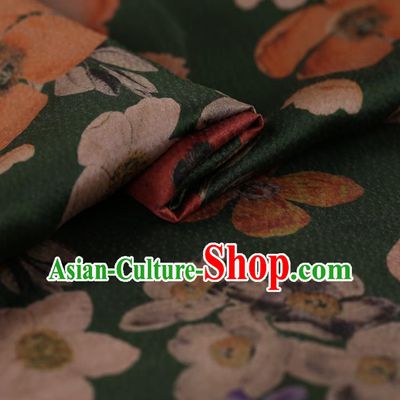 Asian Chinese Silk Fabric Traditional Classical Pattern Green Satin Plain Cheongsam Drapery Gambiered Guangdong Gauze