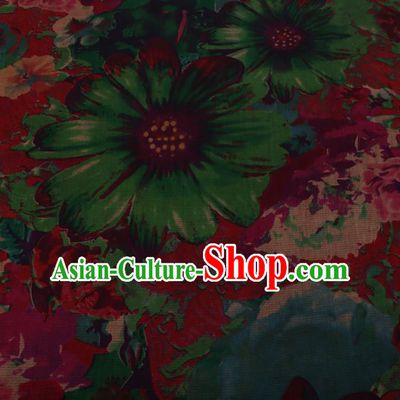 Asian Chinese Silk Fabric Traditional Classical Pattern Red Satin Plain Cheongsam Drapery Gambiered Guangdong Gauze