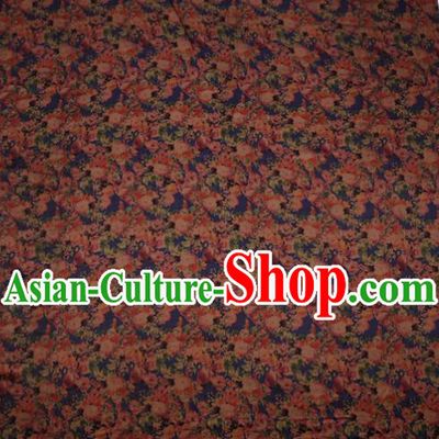 Traditional Chinese Navy Gambiered Guangdong Gauze Satin Plain Classical Peony Pattern Cheongsam Silk Drapery