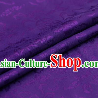 Traditional Chinese Purple Brocade Palace Cucurbit Ribbon Pattern Satin Plain Cheongsam Silk Drapery