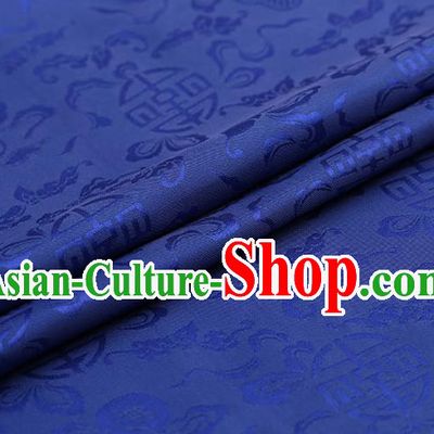 Traditional Chinese Royalblue Brocade Palace Cucurbit Ribbon Pattern Satin Plain Cheongsam Silk Drapery