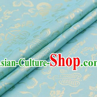 Traditional Chinese Light Blue Brocade Palace Cucurbit Ribbon Pattern Satin Plain Cheongsam Silk Drapery