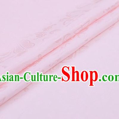 Traditional Chinese Pink Brocade Palace Cucurbit Ribbon Pattern Satin Plain Cheongsam Silk Drapery