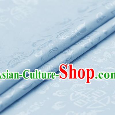 Traditional Chinese Sky Blue Brocade Palace Cucurbit Ribbon Pattern Satin Plain Cheongsam Silk Drapery