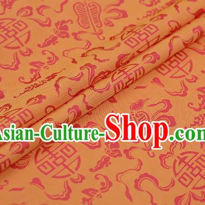 Traditional Chinese Orange Brocade Palace Cucurbit Ribbon Pattern Satin Plain Cheongsam Silk Drapery