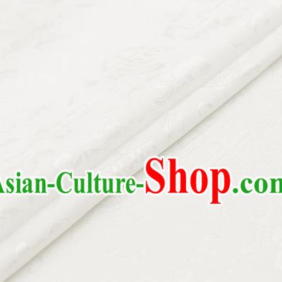 Traditional Chinese White Brocade Palace Cucurbit Ribbon Pattern Satin Plain Cheongsam Silk Drapery