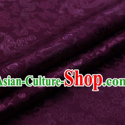 Traditional Chinese Purple Brocade Palace Dragons Pattern Satin Plain Cheongsam Silk Drapery