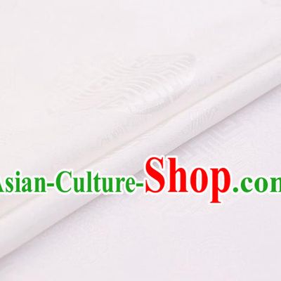 Chinese Traditional White Brocade Fabric Palace Pattern Satin Plain Cheongsam Silk Drapery