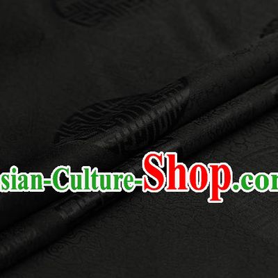 Chinese Traditional Black Brocade Fabric Palace Pattern Satin Plain Cheongsam Silk Drapery