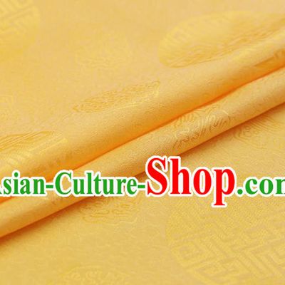 Chinese Traditional Yellow Brocade Fabric Palace Pattern Satin Plain Cheongsam Silk Drapery