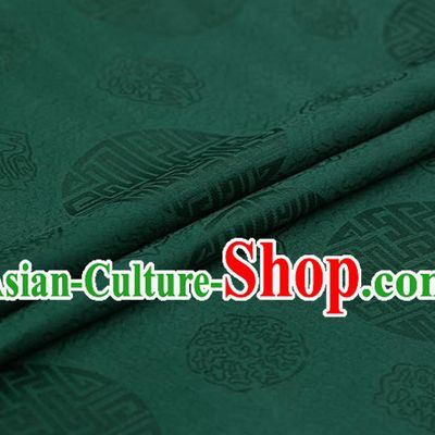 Chinese Traditional Green Brocade Fabric Palace Pattern Satin Plain Cheongsam Silk Drapery