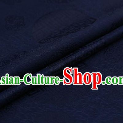 Chinese Traditional Navy Brocade Fabric Palace Pattern Satin Plain Cheongsam Silk Drapery