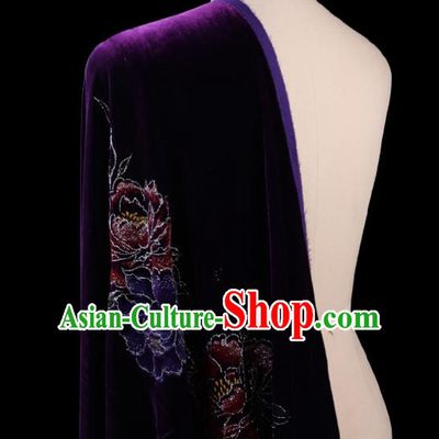 Chinese Traditional Purple Velvet Fabric Palace Pattern Cheongsam Pleuche Silk Drapery