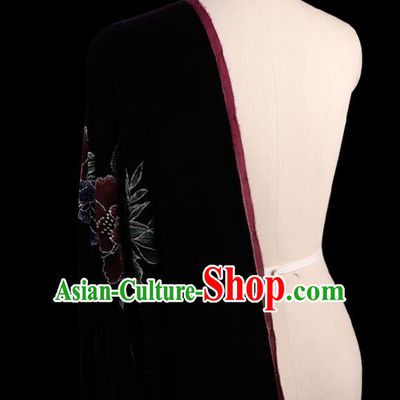 Chinese Traditional Wine Red Velvet Fabric Palace Pattern Cheongsam Pleuche Silk Drapery
