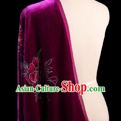 Chinese Traditional Rosy Velvet Fabric Palace Pattern Cheongsam Pleuche Silk Drapery