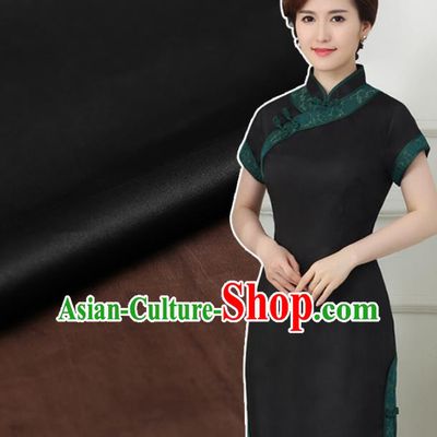 Chinese Traditional Brocade Fabric Palace Pattern Satin Plain Cheongsam Black Silk Drapery