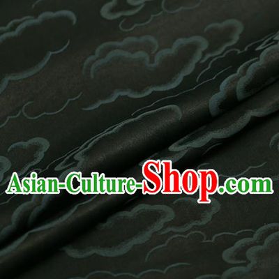 Chinese Traditional Brocade Fabric Palace Green Clouds Pattern Satin Plain Cheongsam Silk Drapery