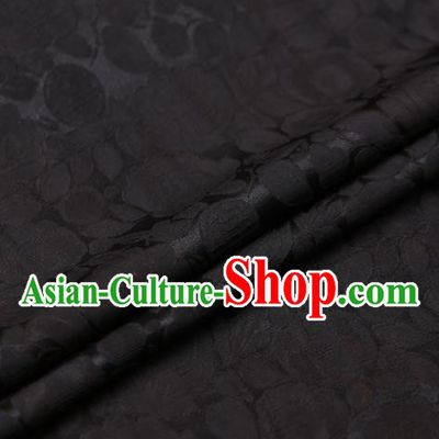 Chinese Traditional Black Gambiered Guangdong Gauze Fabric Palace Peony Pattern Satin Plain Cheongsam Silk Drapery