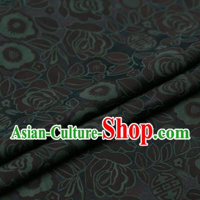 Chinese Traditional Gambiered Guangdong Gauze Fabric Palace Green Peony Pattern Satin Plain Cheongsam Silk Drapery