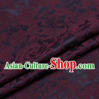Chinese Traditional Cheongsam Silk Drapery Gambiered Guangdong Gauze Fabric Palace Red Peony Pattern Satin Plain
