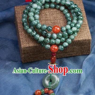 Chinese Traditional Jewelry Accessories Blueing Necklet Ancient Hanfu Jadeite Beads Necklace for Women