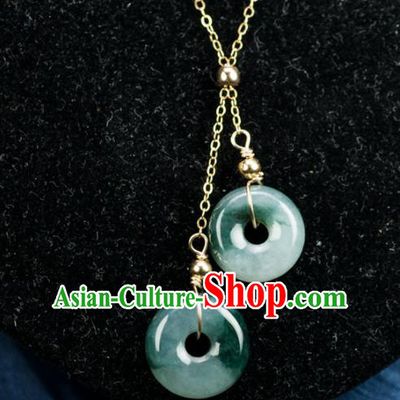 Chinese Traditional Jewelry Accessories Necklet Ancient Hanfu Jade Peace Buckle Necklace for Women