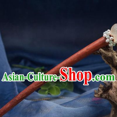 Chinese Traditional Hanfu Rosewood Hair Accessories Ancient Agate Lotus Hairpins for Women