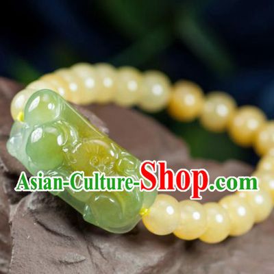 Chinese Traditional Jewelry Accessories Yellow Jadeite Bangle Ancient Hanfu Bracelet for Women