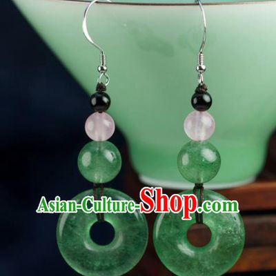 Chinese Traditional Jewelry Accessories Ancient Hanfu Jadeite Earrings for Women