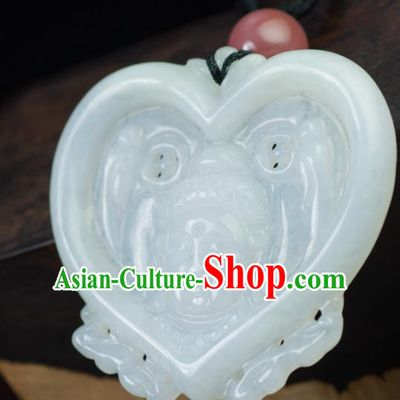 Chinese Traditional Jewelry Accessories Carving Jade Artware Handmade Jadeite Pendant