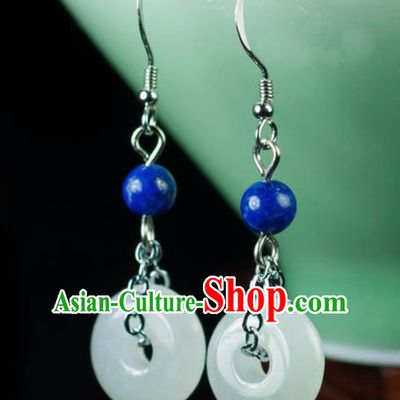 Chinese Traditional Jewelry Accessories Ancient Hanfu Jade Earrings Pendant for Women