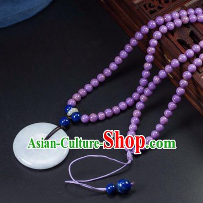 Chinese Traditional Jade Jewelry Accessories Necklace Ancient Hanfu Jadeite Necklet for Women