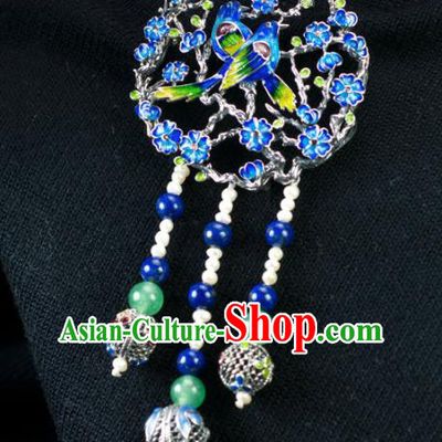 Chinese Traditional Jewelry Accessories Ancient Hanfu Blueing Plum Blossom Brooch for Women