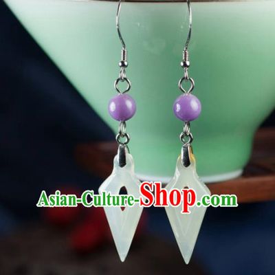 Chinese Traditional Jewelry Accessories Ancient Hanfu Jade Earrings for Women