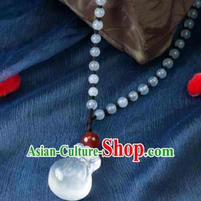 Chinese Traditional Jewelry Accessories Ancient Hanfu Jade Lucky Bag Necklace for Women