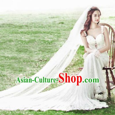 Top Performance Catwalks Costumes Wedding Dress White Full Dress for Women