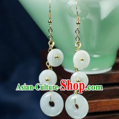 Chinese Traditional Jewelry Accessories Ancient Hanfu Jade Earrings for Women