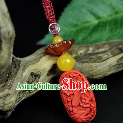 Chinese Traditional Jewelry Accessories Carving Lacquerware Craft Handmade Pendant