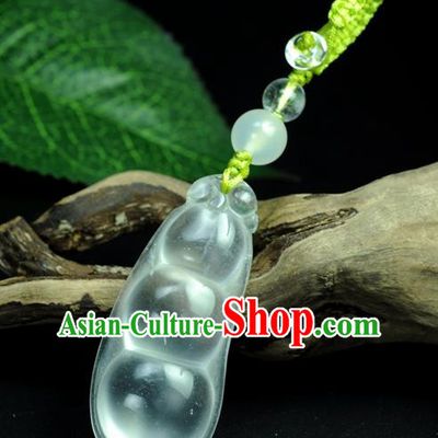 Chinese Traditional Jewelry Accessories Jade Pea Craft Handmade Jadeite Pendant