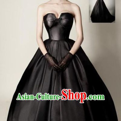 Top Performance Catwalks Costumes Black Wedding Dress Full Dress for Women