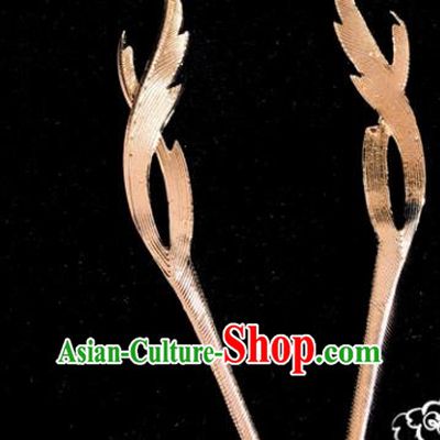 Chinese Classical Hair Accessories Traditional Ancient Hanfu Golden Hairpins for Women