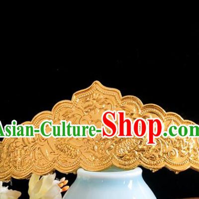 Chinese Classical Hair Accessories Traditional Ancient Hanfu Carving Hair Comb Golden Hairpins for Women