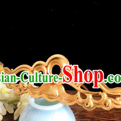 Chinese Classical Hair Accessories Traditional Ancient Hanfu Golden Hair Comb Hairpins for Women