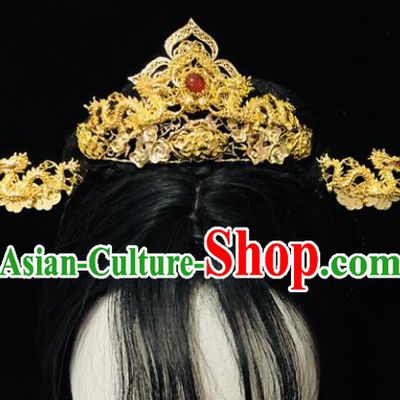 Chinese Classical Hair Accessories Traditional Ancient Hanfu Golden Hair Coronet Hairpins Complete Set for Women