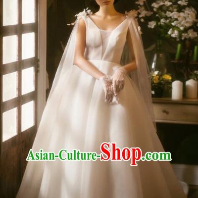 Top Performance Catwalks Costumes White Wedding Dress Full Dress for Women
