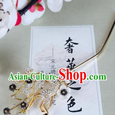 Chinese Classical Crystal Deer Hairpins Traditional Ancient Hair Clip for Women