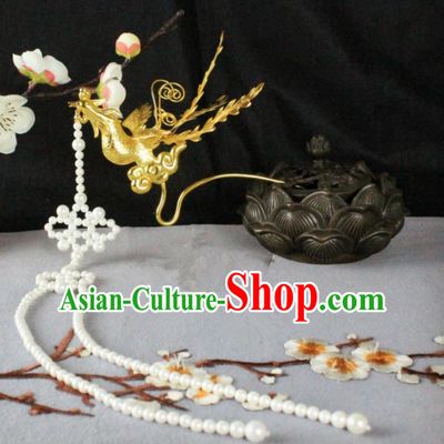 Chinese Classical Hairpins Traditional Ancient Phoenix Tassel Hair Clip for Women