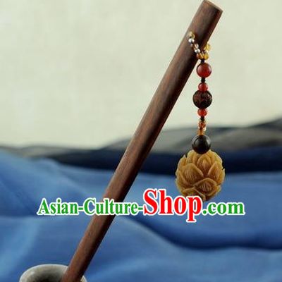 Chinese Traditional Carving Lotus Hair Clip Hair Accessories Ancient Palace Classical Hairpins for Women