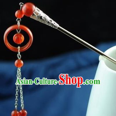 Chinese Traditional Classical Agate Tassel Hair Clip Hair Accessories Ancient Palace Hairpins for Women