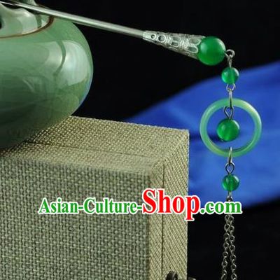 Chinese Traditional Classical Jade Tassel Hair Clip Hair Accessories Ancient Palace Hairpins for Women